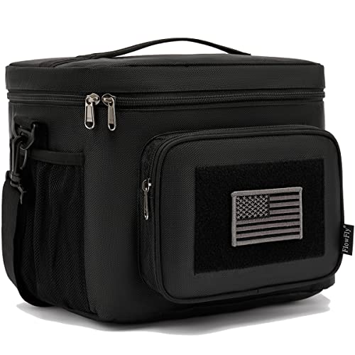 FlowFly Tactical Lunch Bag Large Insulated Lunch Box Cooler Tote for Men, Women with MOLLE/PALS Webbing (Black, Large) - Image 1