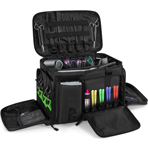 LASUK Barber Hairdresser Bag Supplies Bag with Adjustable Dividers Barber Tools Storage Hair Clipper Case Organizer for Scissors Clippers Trimmers Haircut Kits Barber Travel Case - Image 1