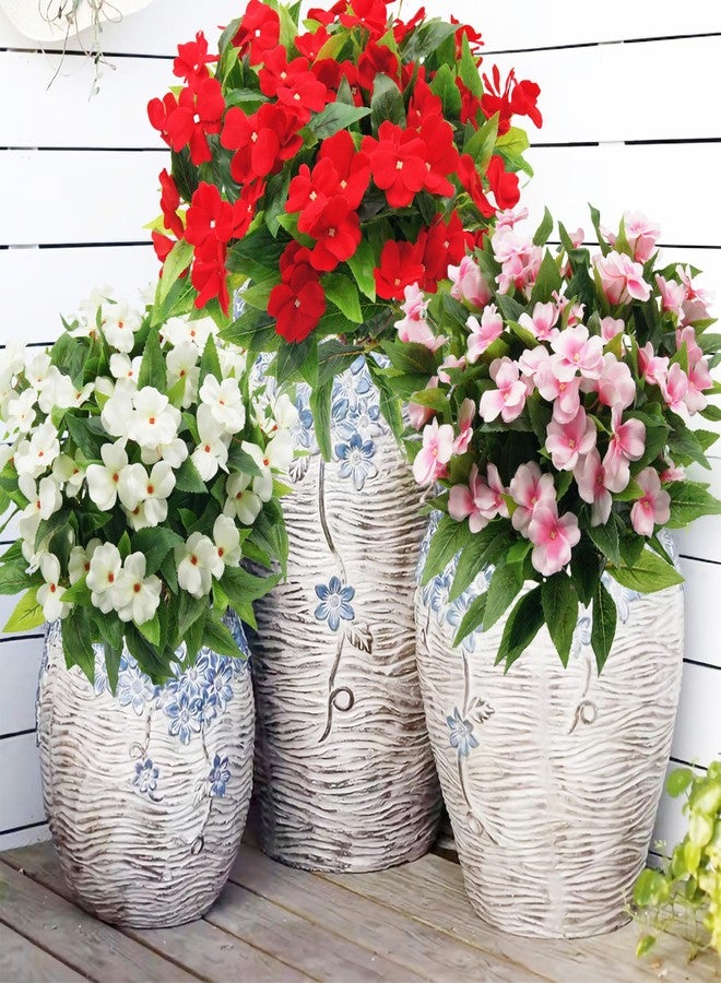 JOJAZE 3PCS Artificial Flowers Outdoor Impatiens Bouquet for UV Resistant Silk Flowers Faux ​Impatiens Bushes White ​for Patio Lawn Garden Outdoors Pot Hanging Basket Porch Decoration - Image 4