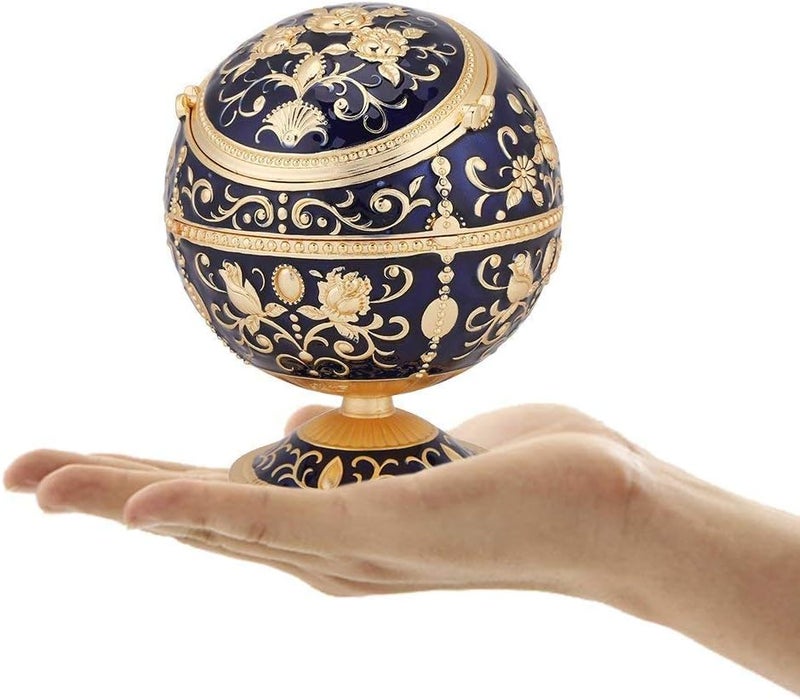 klarako Cigarette Ashtray Ball, Portable Metal Somking Ash Tray with Lid for Home Hotel Wedding Gift Collectibles (Dark Blue) - Image 5