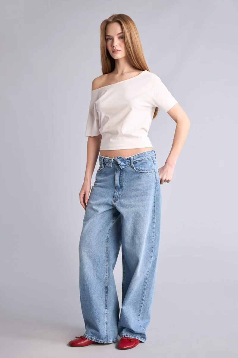 DeFacto Barrel Fit Normal Waist Long Jeans