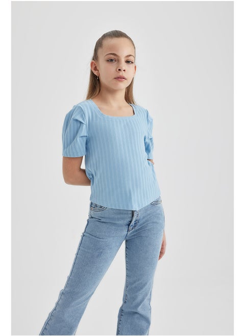 Girl Cropped Fit Knitted Short Sleeve Body