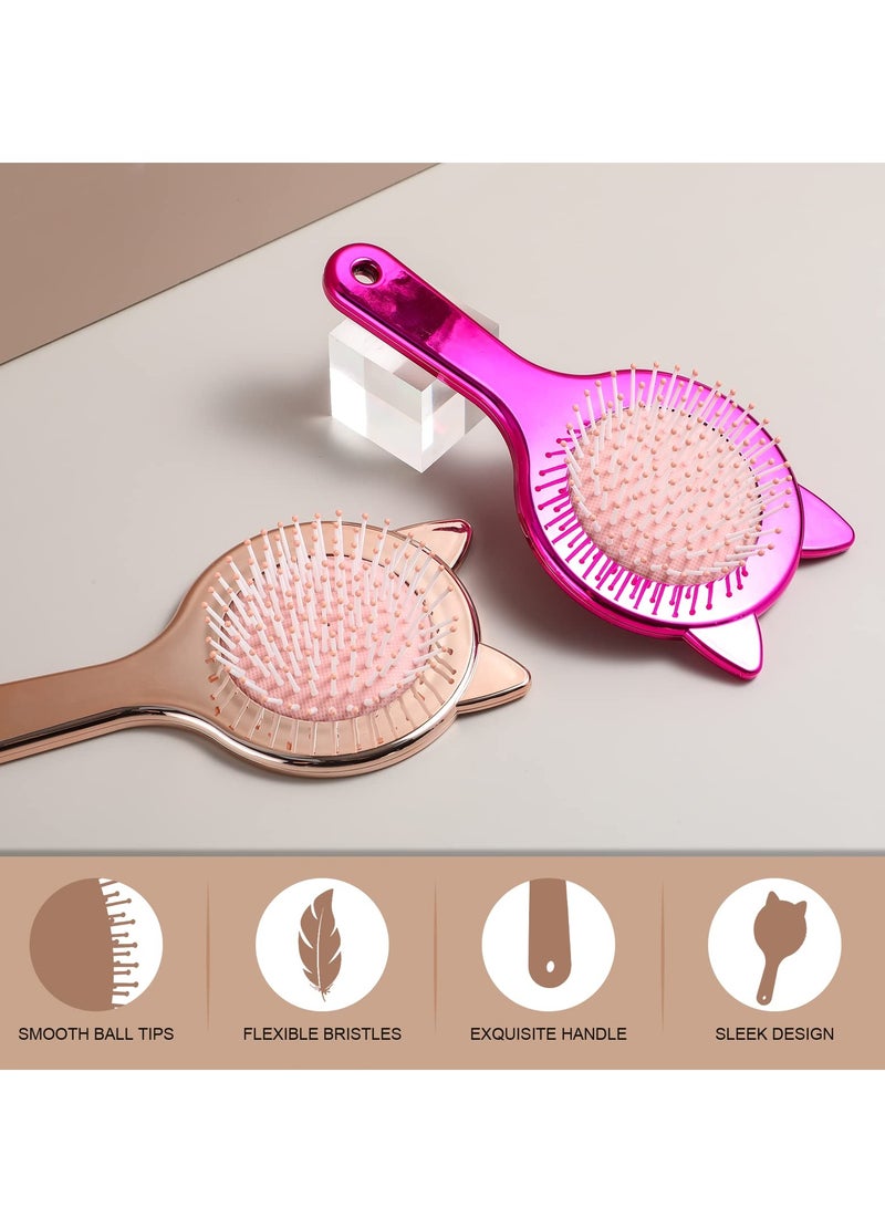Excefore Detangling Hair Brush, 2Pcs Air cushion Comb, Oneleaf Cute cat ear shape for Curly, Thick, Natural, Straight, Fine, Wet or Dry Hair for Women, Kids and Toddlers - Image 3