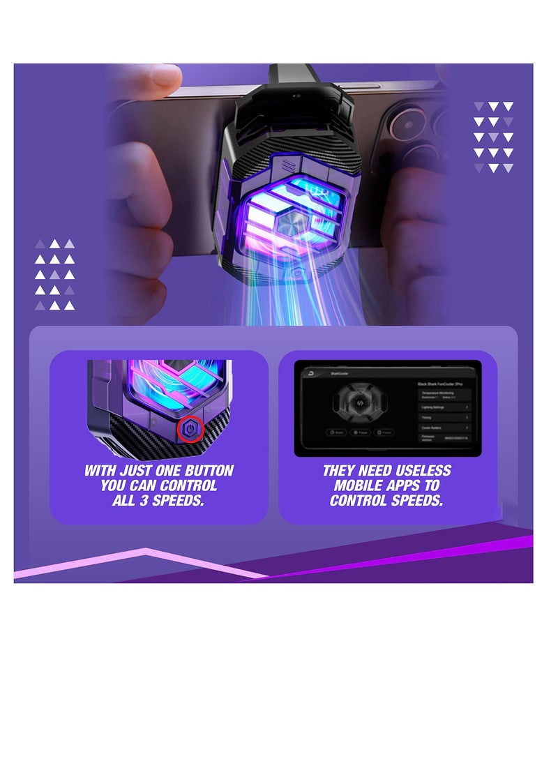 Y&D Phone Cooler RGB Gaming, Semiconductor Radiator Fast Cooling Pad Smartphone Compatible with iPhone/Android Pubg Mobile, Cod Mobile (Dark Purple and Black) - Image 3
