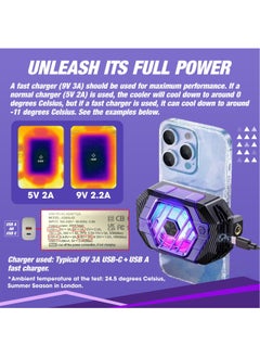 Y&D Phone Cooler RGB Gaming, Semiconductor Radiator Fast Cooling Pad Smartphone Compatible with iPhone/Android Pubg Mobile, Cod Mobile (Dark Purple and Black)  - Image 4