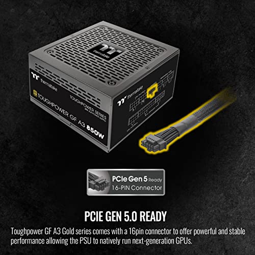 Thermaltake مزود طاقة ثيرمالتيك توغ باور GF A3 850 واط، موصلات True 450 واط 12VHPWR على PSU و NVIDIA RTX 40 Series، ATX 3.0/PCI-E 5.0، 80+ ذهبية، جاهز لـ SLI/Crossfire، PS-TPD-0850FNFAGU-L، ضمان 10 سنوات - Image 4