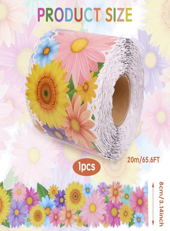 Maritown 65.6ft Flowers Bulletin Board Borders Sunflower Die-Cut Rolled Border Trim Spring Summer Bulletin Board Decorations for School Classroom Office Blackboard Walls Locker Decor (Sunflower, 65.6ft) - Image 4