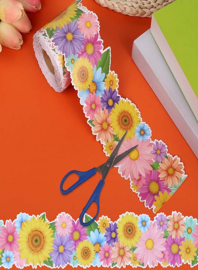 Maritown 65.6ft Flowers Bulletin Board Borders Sunflower Die-Cut Rolled Border Trim Spring Summer Bulletin Board Decorations for School Classroom Office Blackboard Walls Locker Decor (Sunflower, 65.6ft) - Image 2