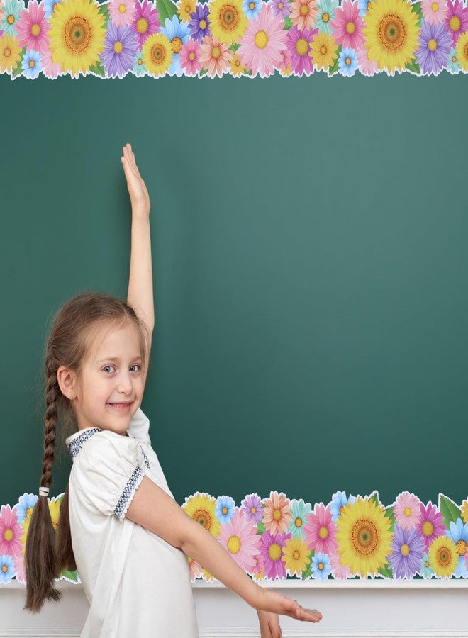 Maritown 65.6ft Flowers Bulletin Board Borders Sunflower Die-Cut Rolled Border Trim Spring Summer Bulletin Board Decorations for School Classroom Office Blackboard Walls Locker Decor (Sunflower, 65.6ft) - Image 5
