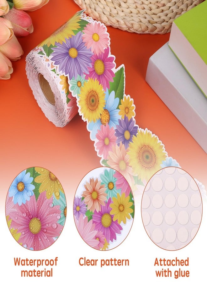 Maritown 65.6ft Flowers Bulletin Board Borders Sunflower Die-Cut Rolled Border Trim Spring Summer Bulletin Board Decorations for School Classroom Office Blackboard Walls Locker Decor (Sunflower, 65.6ft) - Image 3