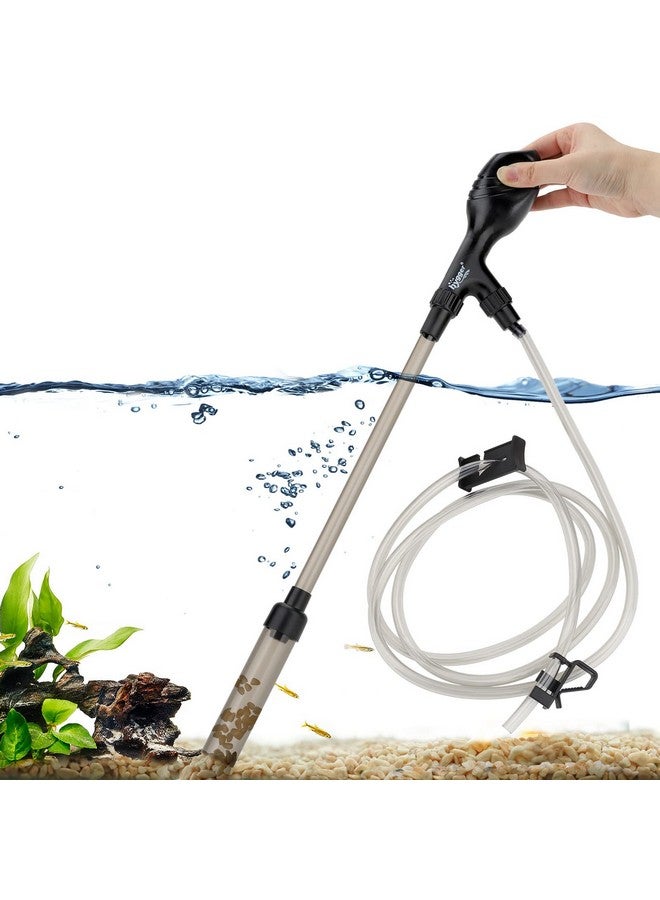Hygger Small Gravel Vacuum For Aquarium, Manual 80Gph Aquarium Gravel Cleaner Low Water Level Water Changer Fish Tank Cleaner With Pinch Or Grip Run In Seconds Suction Ball Adjustable Length - Image 1
