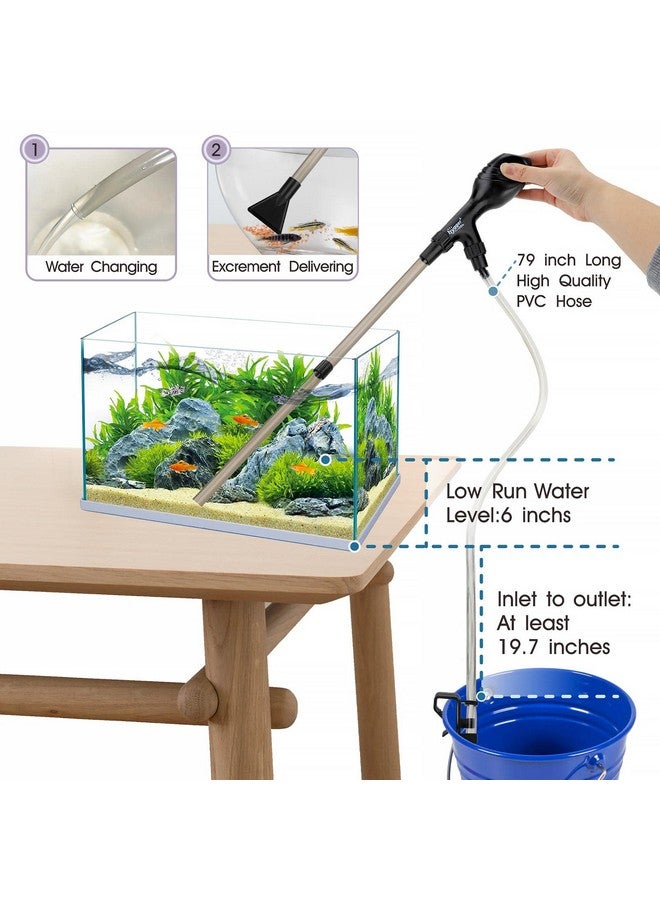 Hygger Small Gravel Vacuum For Aquarium, Manual 80Gph Aquarium Gravel Cleaner Low Water Level Water Changer Fish Tank Cleaner With Pinch Or Grip Run In Seconds Suction Ball Adjustable Length - Image 4