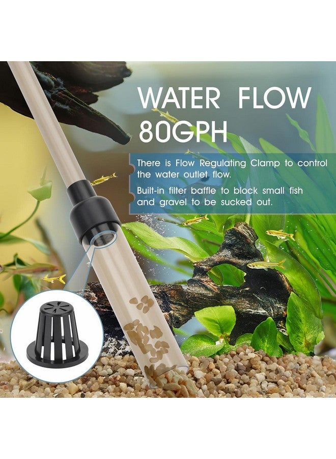 Hygger Small Gravel Vacuum For Aquarium, Manual 80Gph Aquarium Gravel Cleaner Low Water Level Water Changer Fish Tank Cleaner With Pinch Or Grip Run In Seconds Suction Ball Adjustable Length - Image 2
