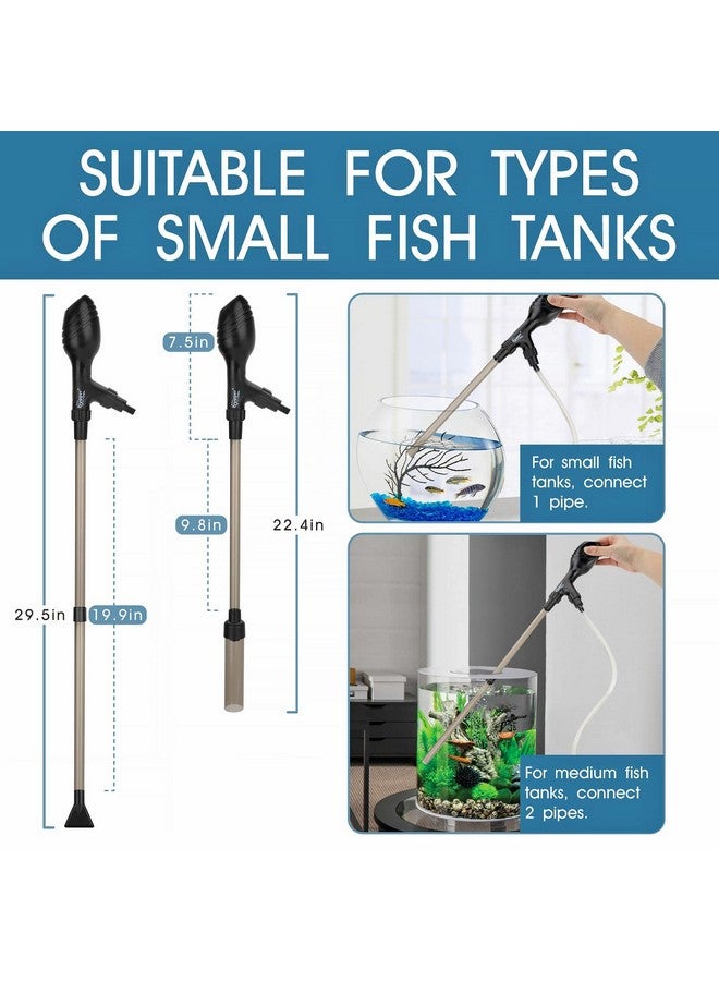 Hygger Small Gravel Vacuum For Aquarium, Manual 80Gph Aquarium Gravel Cleaner Low Water Level Water Changer Fish Tank Cleaner With Pinch Or Grip Run In Seconds Suction Ball Adjustable Length - Image 5