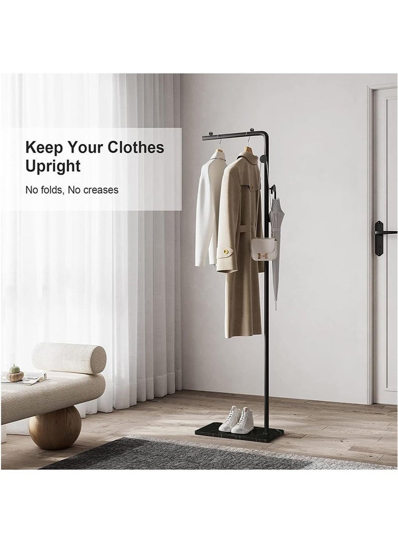 تابيت رف معطف الأرضية لمدخل المنزل والمكتب وغرفة النوم ، رف معطف معدني مع خطافات وقاعدة مستقرة ، وقف معطف على شكل L للملابس والقبعات والأكياس (الذهبية) - Image 4