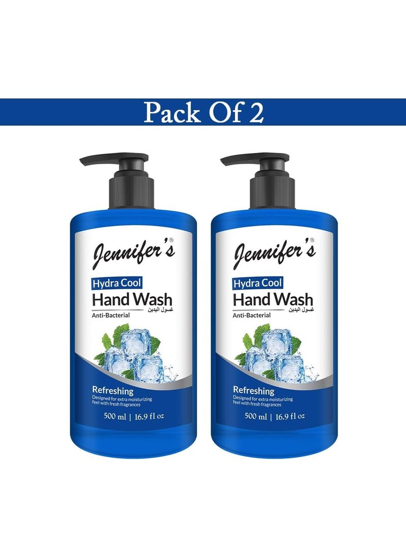 Jennifer's Jennifer's Hydra Cool Hand Wash, Antibacterial, Refreshing, and Moisturizing with Fresh Fragrance,500ml- Pack of 2  - Image 1