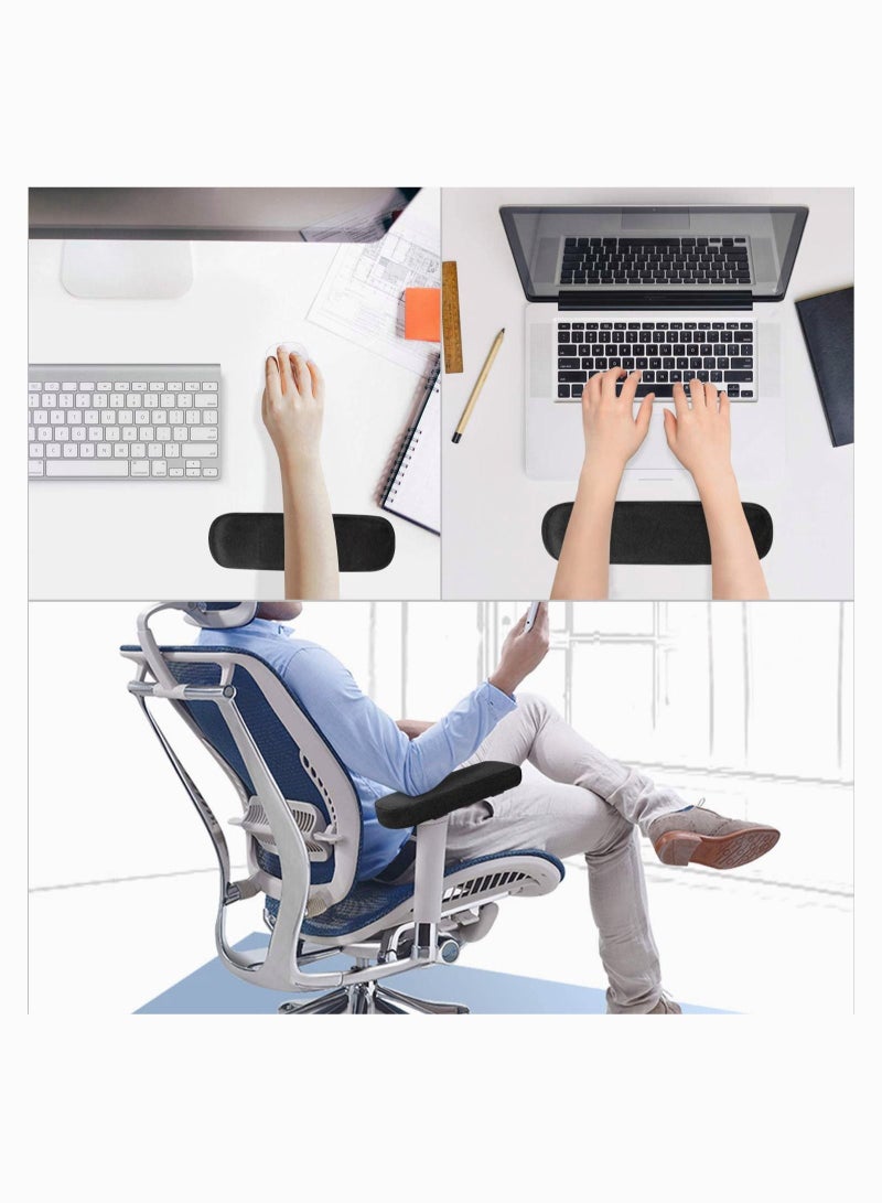 كابتن تيك وسادات مسند ذراع الكرسي ، إسفنج ميموري فوم مريح عالي الكثافة للمكتب والألعاب ، أغطية مسند ذراع للأكواع والساعدين ، مجموعة من قطعتين (أسود) - Image 4