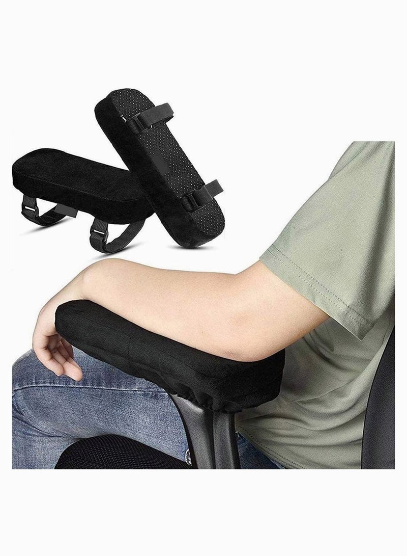 كابتن تيك وسادات مسند ذراع الكرسي ، إسفنج ميموري فوم مريح عالي الكثافة للمكتب والألعاب ، أغطية مسند ذراع للأكواع والساعدين ، مجموعة من قطعتين (أسود) - Image 2