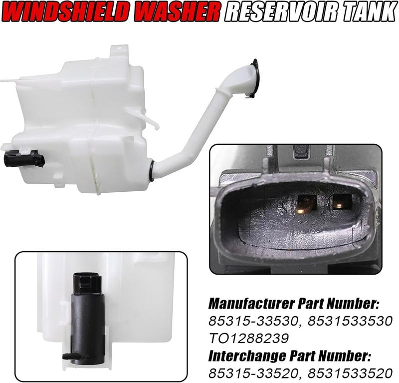 NLQR Windshield Washer Fluid Reservoir Tank with Motor for Toyota Camry 2018-2022 - Image 4