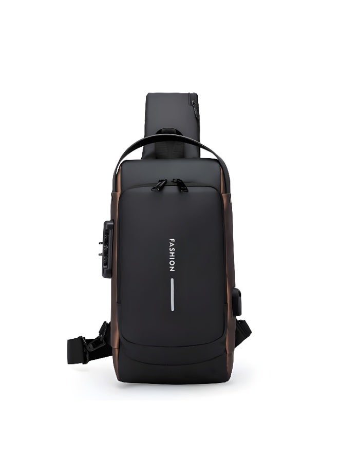 FASHION Shoulder Bag Anti-Theft Waterproof Crossbody Sling Bag with USB Charging Port by FASHION – Man & Woman Chest Backpack for Travel, Work & Outdoor – Black and Brown - Image 5