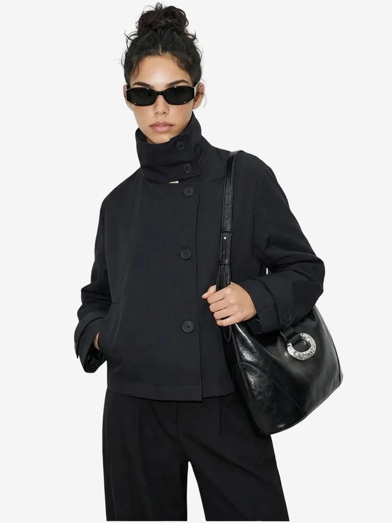 بيانكو لوتشي LUCCI Short Mandarin Collar Trench Coat