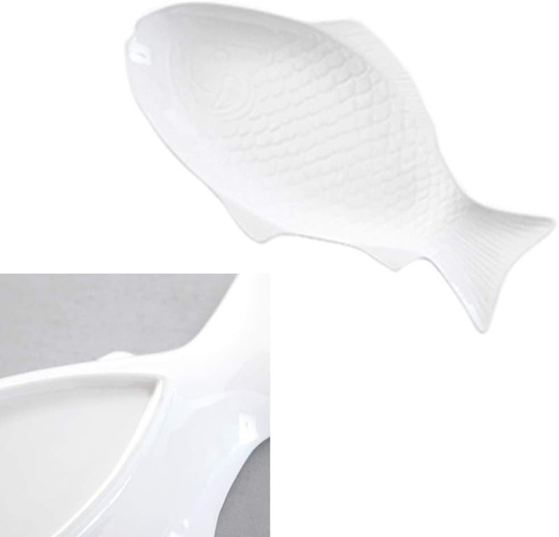 OSALADI Fish Shaped Plate Salad Bowl Dessert Bowl Seasoning Serving Bowls Appetizer Bowls Mixing Bowls for Home Restaurant Buffet White - Image 5