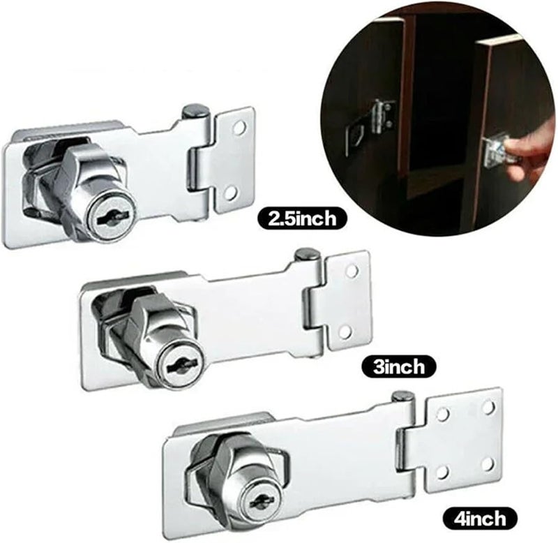 Heavy Duty 4 Inch Hasp Latch With Padlock And Keys For Cupboard Shed Garage Door Security - Image 4