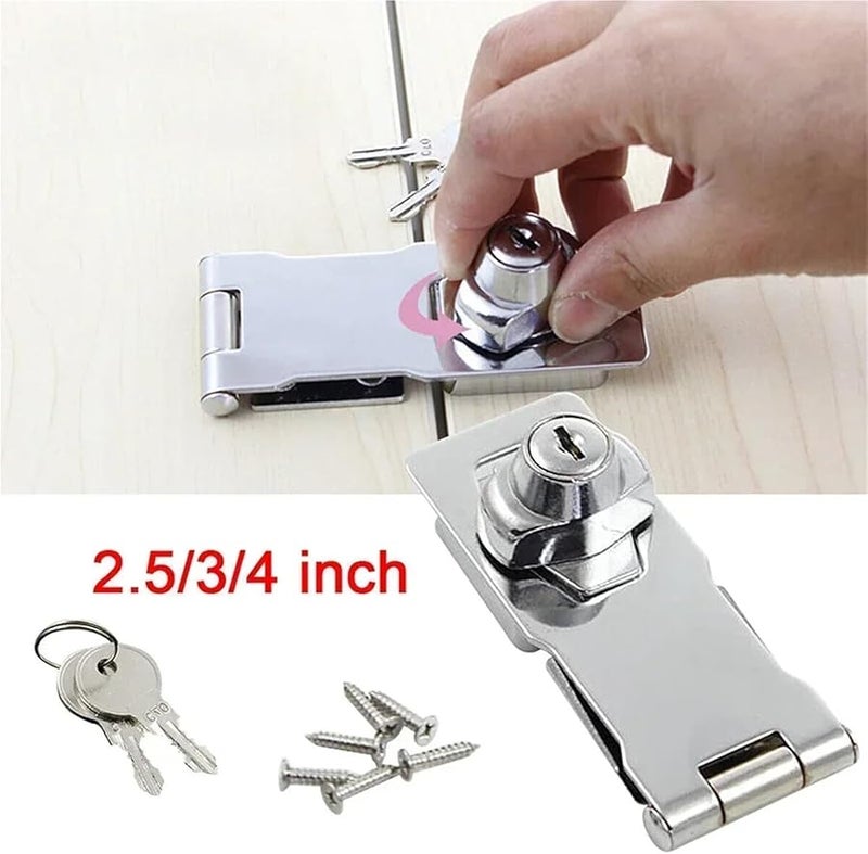 Heavy Duty 4 Inch Hasp Latch With Padlock And Keys For Cupboard Shed Garage Door Security - Image 5