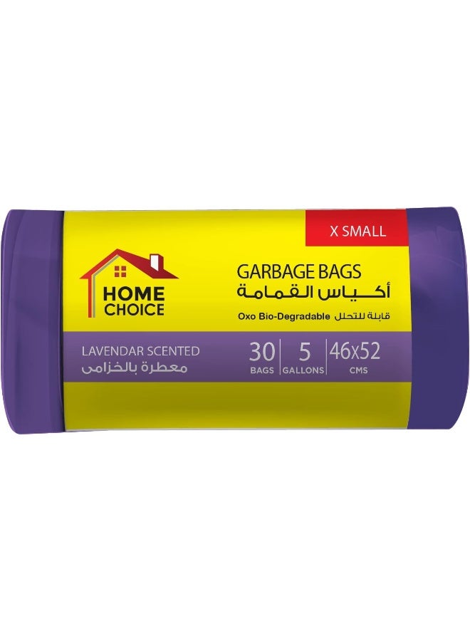 HOME CHOICE 5 Gallons Scented-LAVENDER, Pack of 30 Scented Trash Bags, Bio-degradable Garbage Bags Roll, Size 46*52 cm, Bin Liners  - Image 1