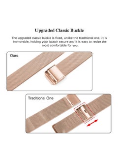 O Ozone Milanese Straps for Apple Watch Series 10 9 8 7 6 5 4 SE, 38/40/41/42mm, Stainless Steel Metal Narrow Slim Thin Replacement Strap for Women -Rose Gold  - Image 3