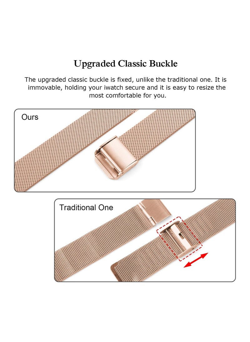 O Ozone Milanese Straps for Apple Watch Series 10 9 8 7 6 5 4 SE, 38/40/41/42mm, Stainless Steel Metal Narrow Slim Thin Replacement Strap for Women -Rose Gold - Image 3