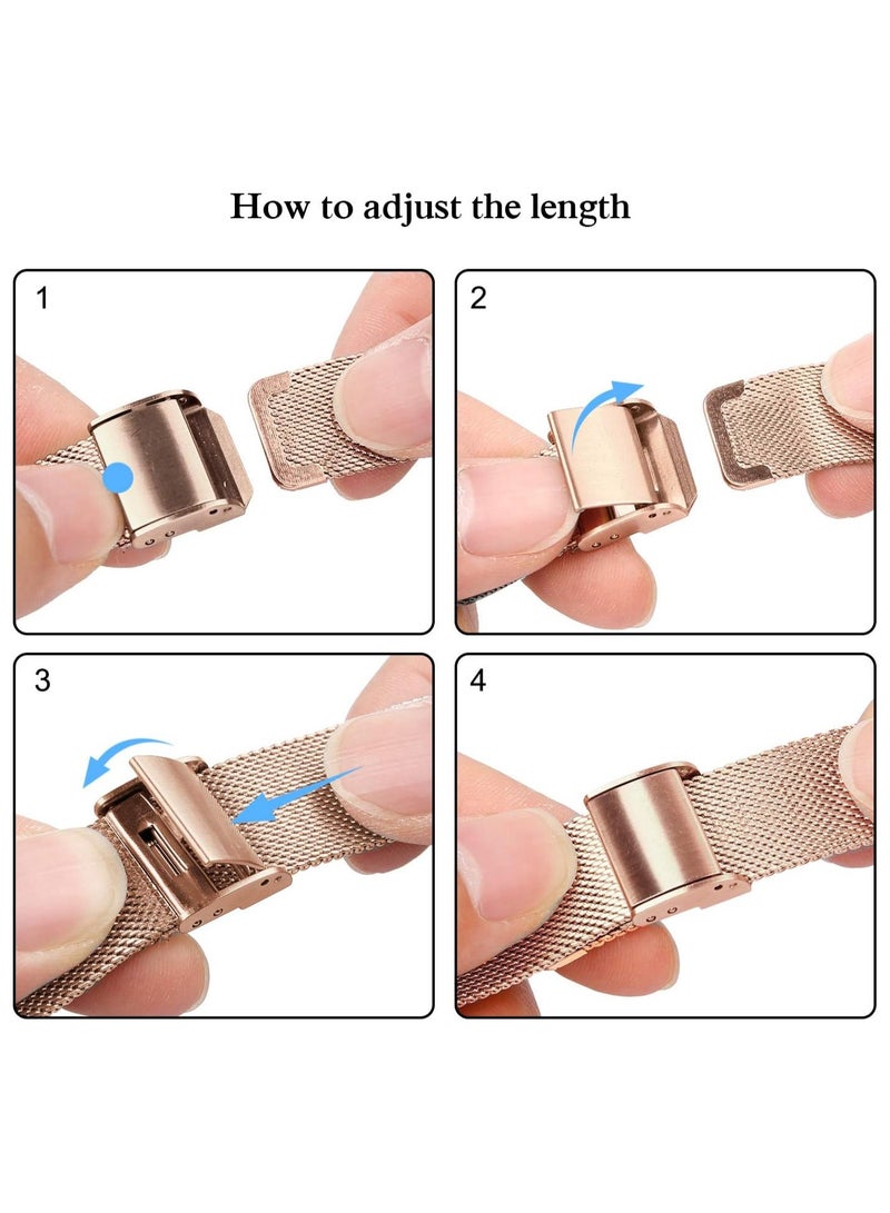 O Ozone Milanese Straps for Apple Watch Series 10 9 8 7 6 5 4 SE, 38/40/41/42mm, Stainless Steel Metal Narrow Slim Thin Replacement Strap for Women -Rose Gold - Image 4