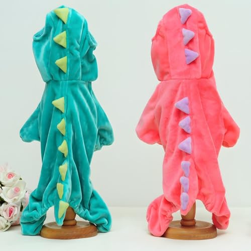 Hotumn Dinosaur Dog Halloween Costume Pet Dino Hoodie for Small Dogs (Small, Pink) - Image 4