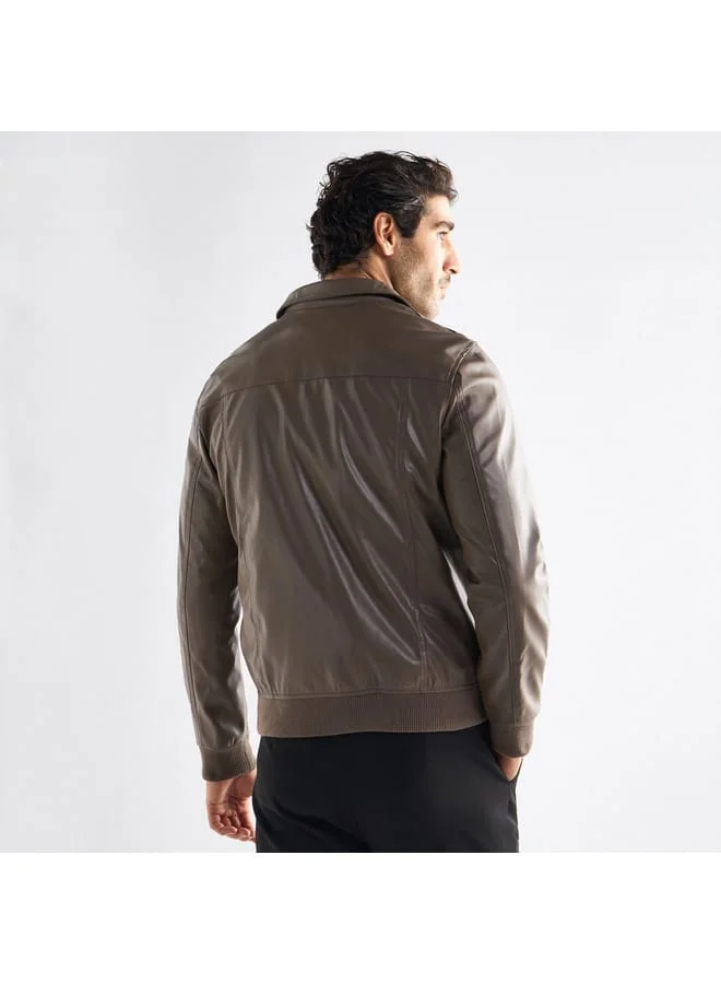 Splash FAV Solid Biker Jacket with Zip Closure and Pockets