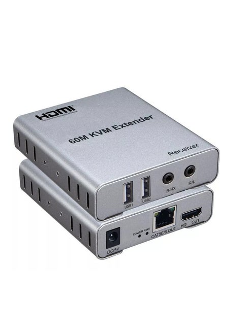 60m USB HDMI KVM Extender By RJ45 Ethernet Cable Transmitter Receiver Converter