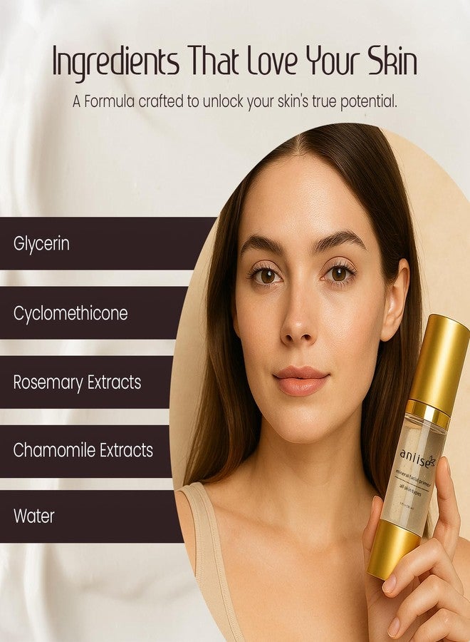 aniise Mineral Makeup Facial Foundation Primer - Smooths Skin, Extends Makeup Wear, Controls Shine, Minimizes Pores & Fine Lines - For All Skin Types - Vegan, Paraben Free, Cruelty-Free - 1 fl oz (30 mL) - Image 5
