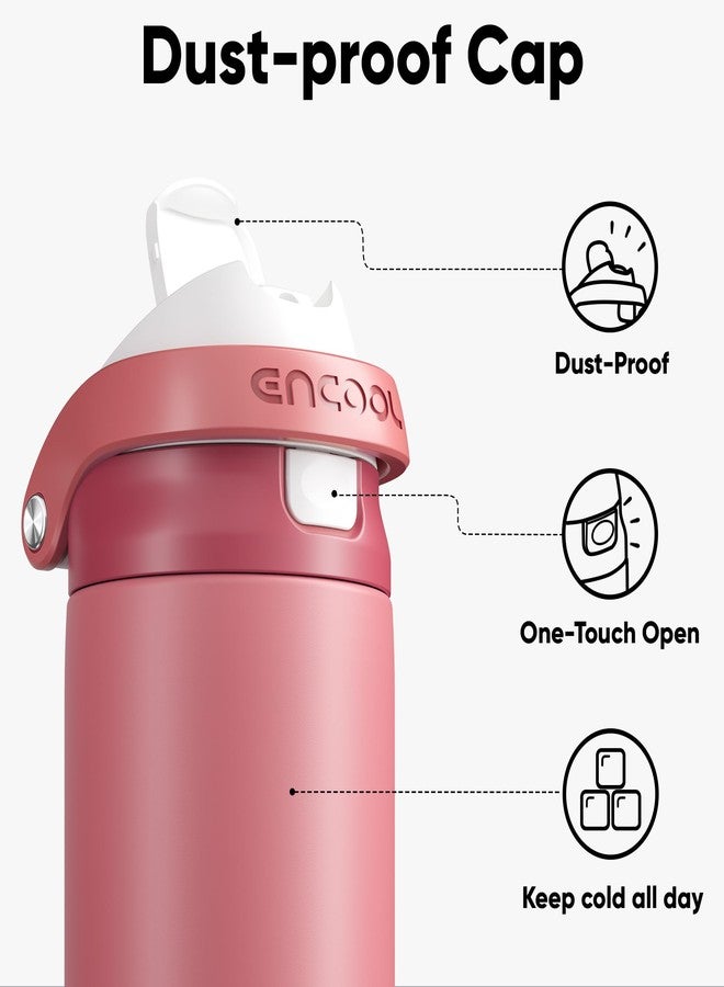 Encool SwiftSip Insulated Stainless Steel Water Bottle with Straw - Leak Proof Sports Water Bottle for School, Travel, Keeps Cold All Day, One-Touch Flip Lid, BPA-Free, 40 oz, Vermilion - Image 2