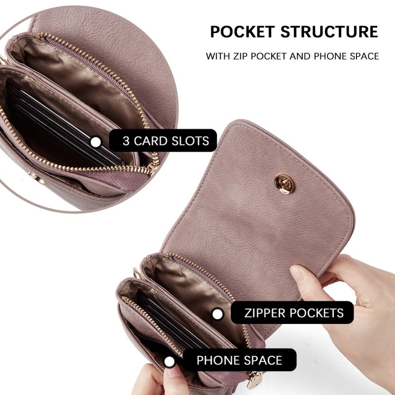 BOSTANTEN Vegan Leather Small Crossbody Bags for Women Designer Cell Phone Bag Wallet Purses Adjustable Strap Purple Lavender - Image 4
