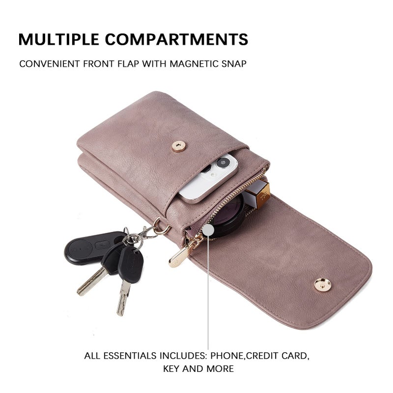 BOSTANTEN Vegan Leather Small Crossbody Bags for Women Designer Cell Phone Bag Wallet Purses Adjustable Strap Purple Lavender - Image 5