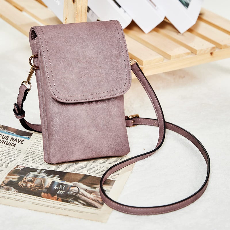 BOSTANTEN Vegan Leather Small Crossbody Bags for Women Designer Cell Phone Bag Wallet Purses Adjustable Strap Purple Lavender - Image 3