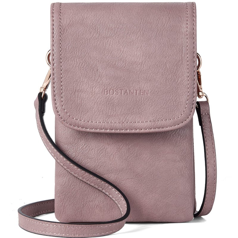 BOSTANTEN Vegan Leather Small Crossbody Bags for Women Designer Cell Phone Bag Wallet Purses Adjustable Strap Purple Lavender - Image 1