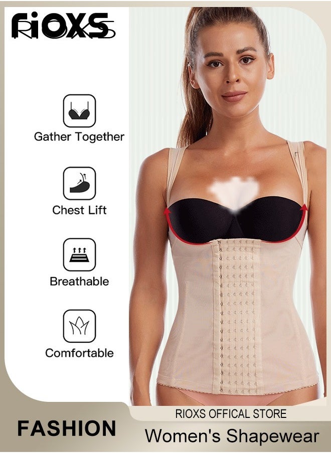 RIOXS - Women's Body Shapewear,Tummy Control Waist Trainer,Open Body Shaper Tops With Hooks,High Compression Shapewear,Slimming Vest For Women Ladies,Corset Waist Trainer - Image 1