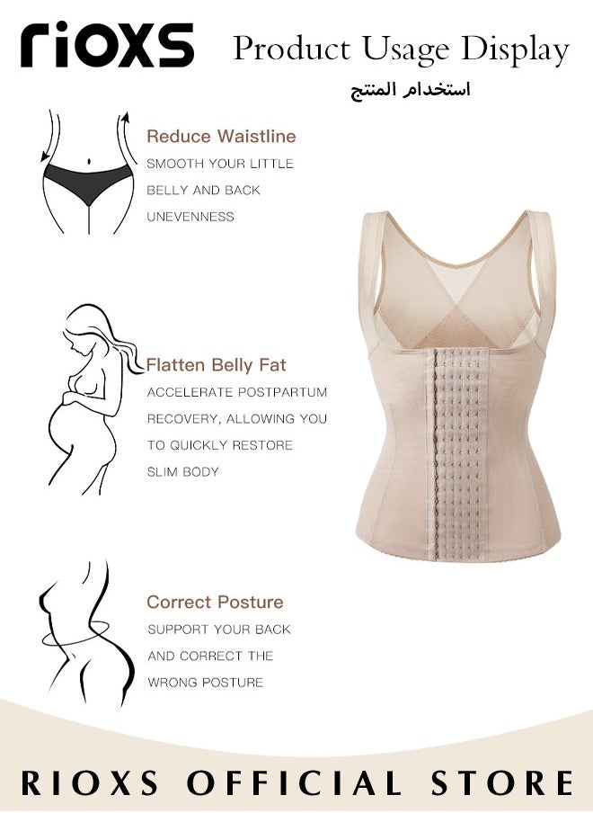 RIOXS - Women's Body Shapewear,Tummy Control Waist Trainer,Open Body Shaper Tops With Hooks,High Compression Shapewear,Slimming Vest For Women Ladies,Corset Waist Trainer - Image 1