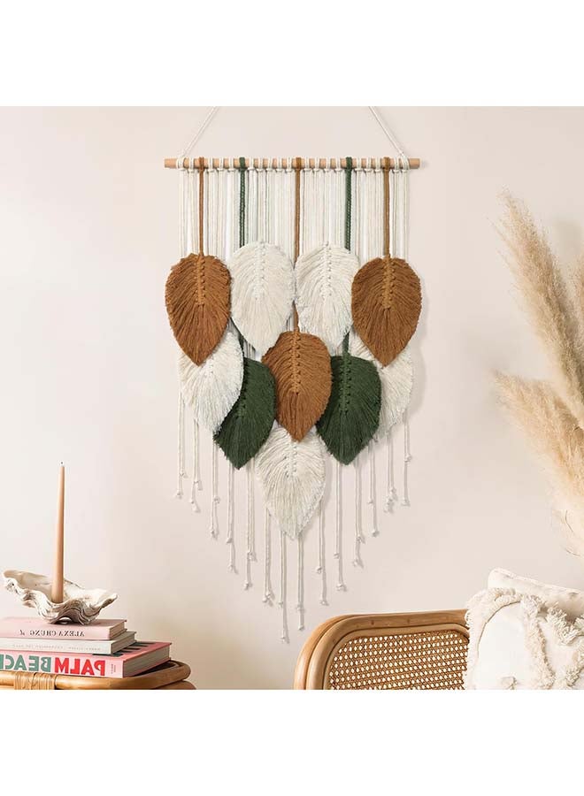 انتيكيانو ريشة مكرمية للتعليق على الحائط بتصميم اوراق شجر بوهو مصنوع يدويا  42 × 75 سم - Image 1