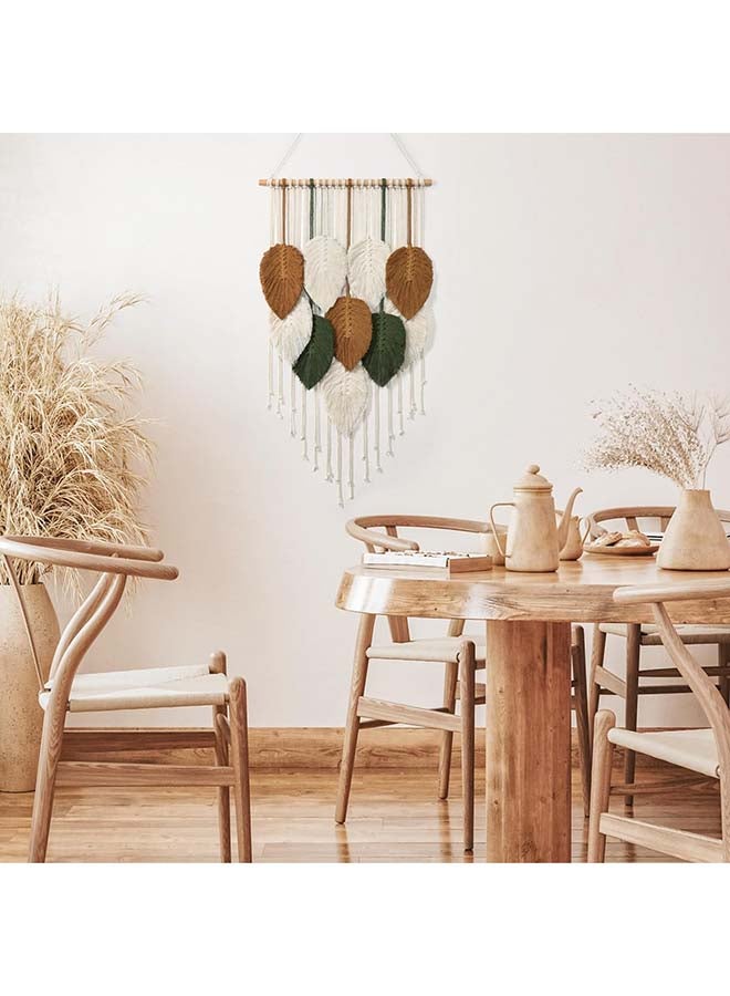 انتيكيانو ريشة مكرمية للتعليق على الحائط بتصميم اوراق شجر بوهو مصنوع يدويا  42 × 75 سم - Image 2