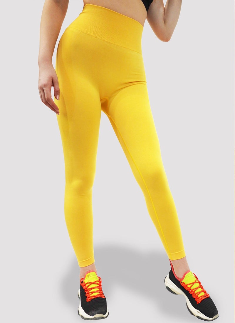 Kidwala Women's Pastel Leggings, Smile Contour Seamless legging Activewear  Workout Gym Yoga Outfit for Women (Small, Yellow) - Image 4