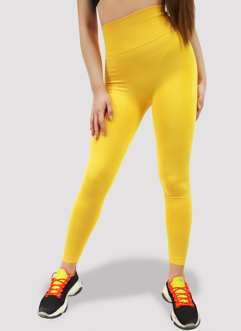 Kidwala Women's Pastel Leggings, Smile Contour Seamless legging Activewear  Workout Gym Yoga Outfit for Women (Small, Yellow) - Image 5