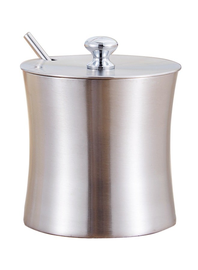 إسكدنيا Stainless Steel Sugar Bowl, with Lid and Spoon, Silver, Round, Geometric Pattern, Durable, Rust Resistant, Dishwasher Safe, Home and Kitchen Storage - Image 2