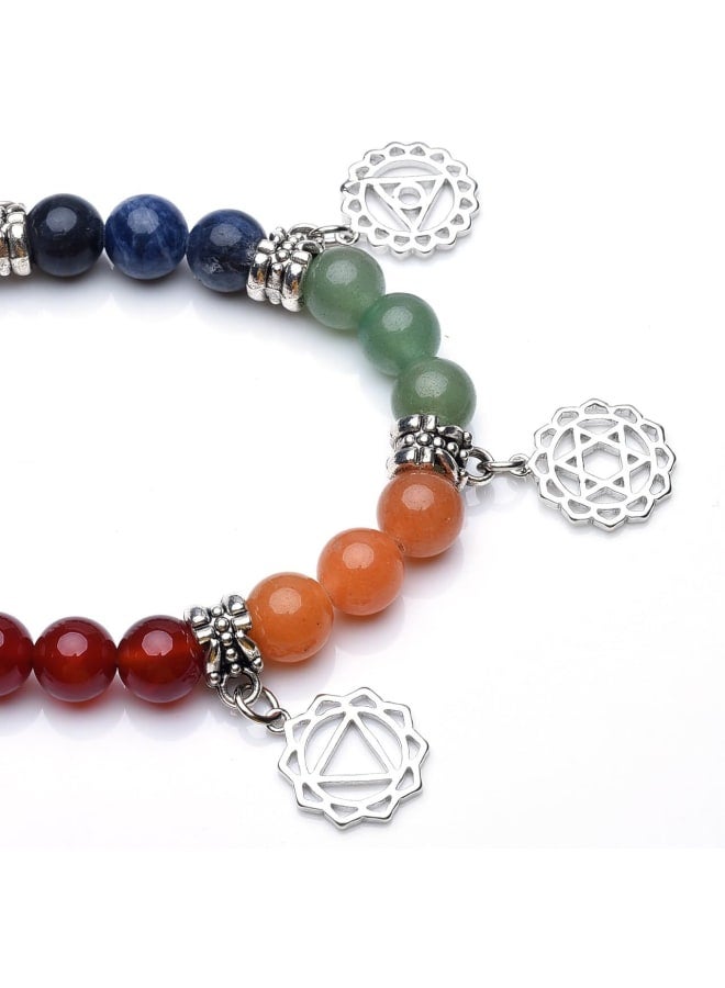 Top Plaza 7 Chakra Healing Crystals Yoga Balance Irregular Polished Tumbled Palm Stones Set W/ 7 Chakra Balancing Energy Stone Bracelet (7 Chakra Symbols)  - Image 3