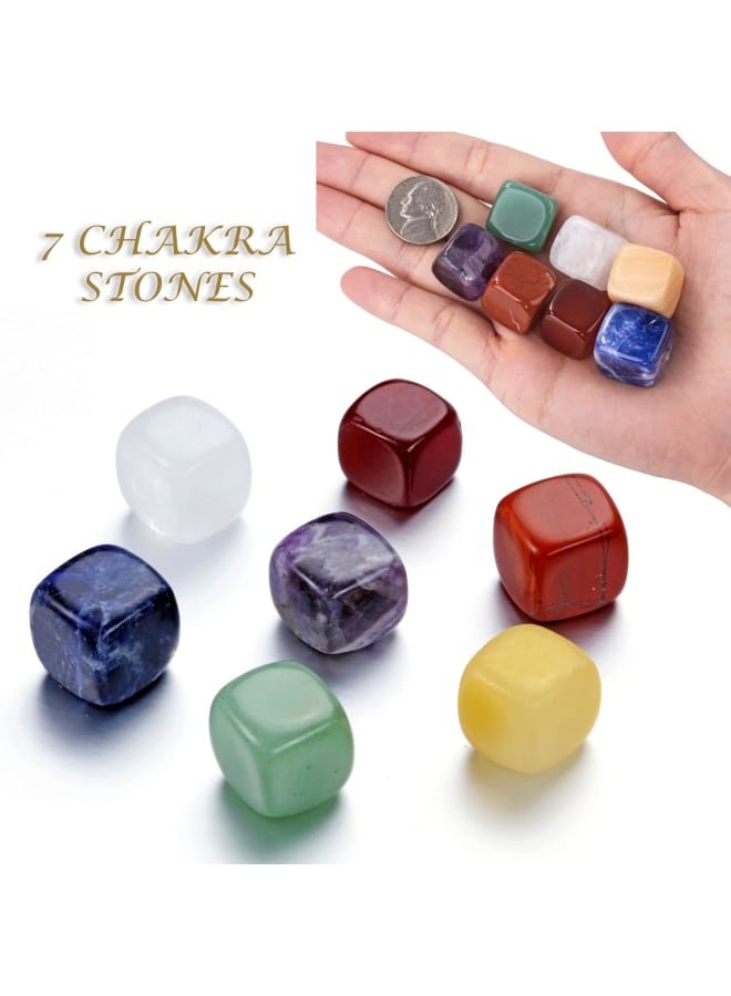 Top Plaza 7 Chakra Healing Crystals Yoga Balance Irregular Polished Tumbled Palm Stones Set W/ 7 Chakra Balancing Energy Stone Bracelet (7 Chakra Symbols)  - Image 4